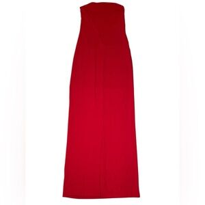 Meshki Vivian Recycle Nylon Strapless Tie Up Maxi Dress in Red
